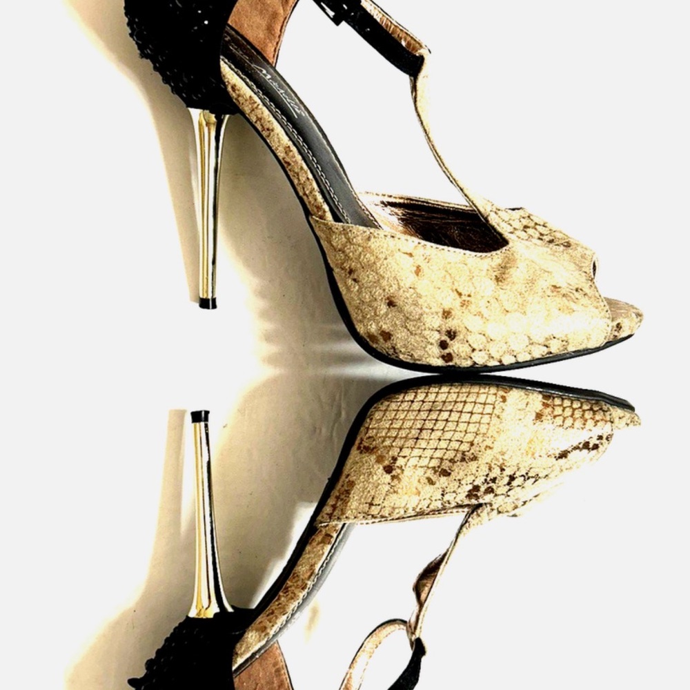 Anne Michelle Snake and Beaded Heels for Women